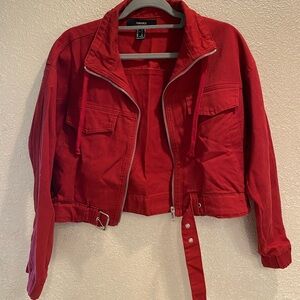 Forever 21 Bold Red Utility Jacket